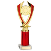 GOLD/RED 'DIAMOND' HOLDER ASSEMBLED ON MARBLE (2" CEN/3" TUBE) - 9.75in